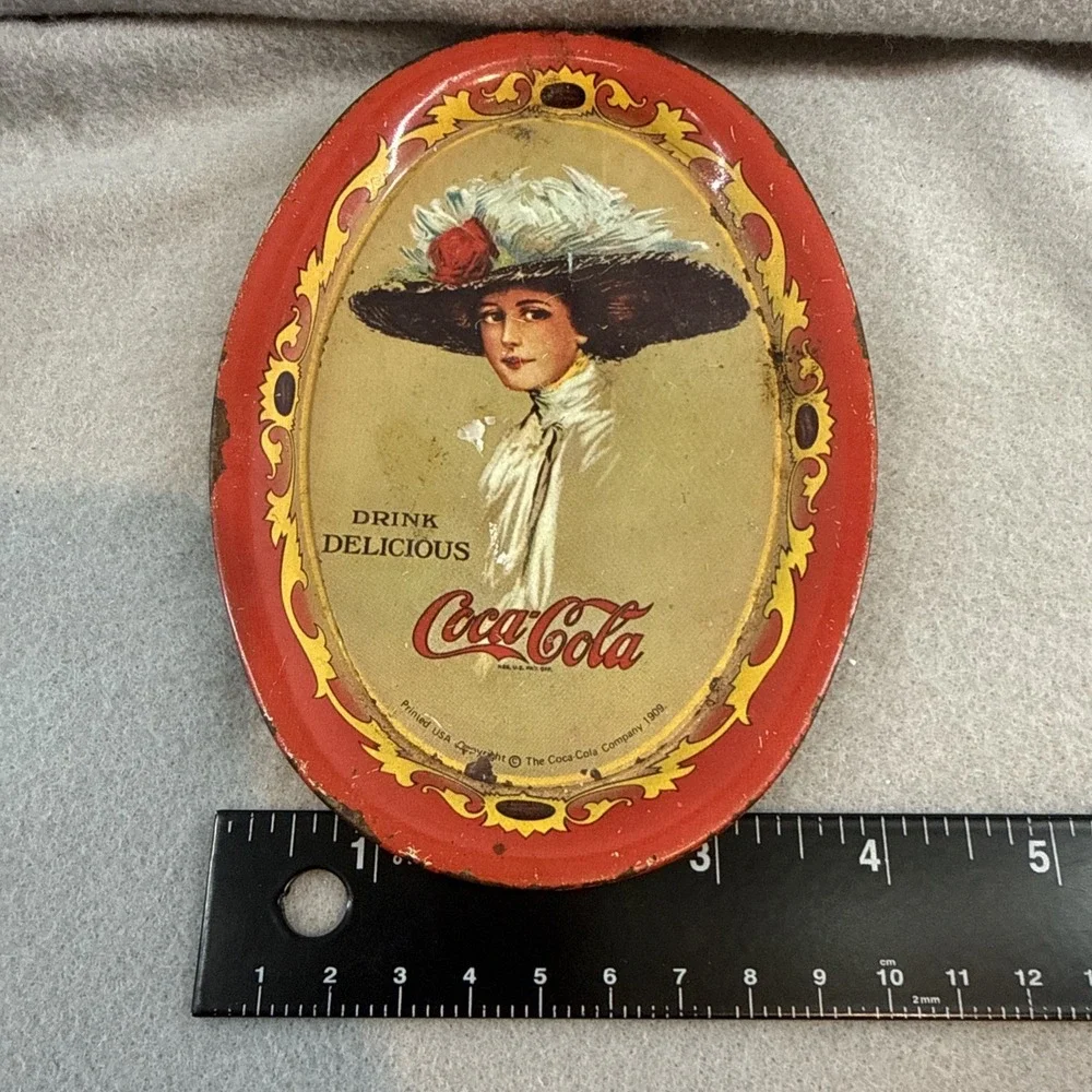 Vintage Coca Cola Mini Tip Tray 1909 Hamilton King Lady Reproduction 1970s